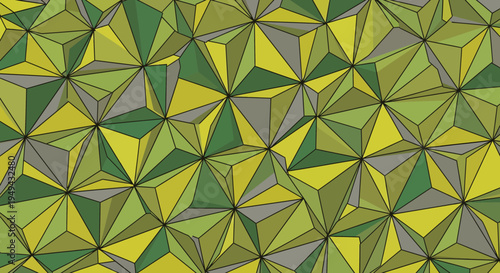 Abstract Geometric Low Poly Triangle Pattern in Green and Yellow Hues