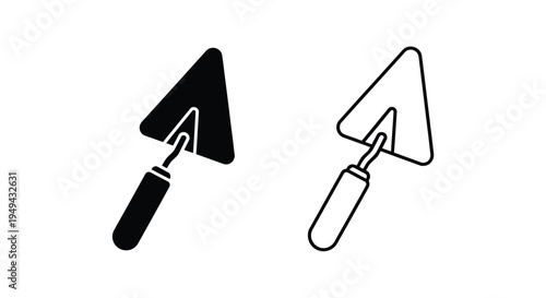 Two trowels a solid black version and a line art outline