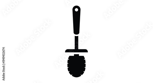 Simple black silhouette of a toilet brush with a handle