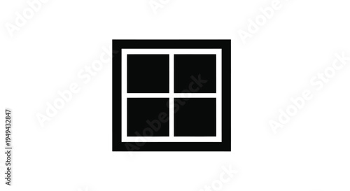 Simple black and white graphic of a four pane window