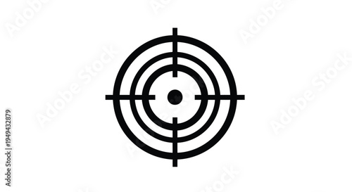 Black target symbol with concentric circles and crosshair design