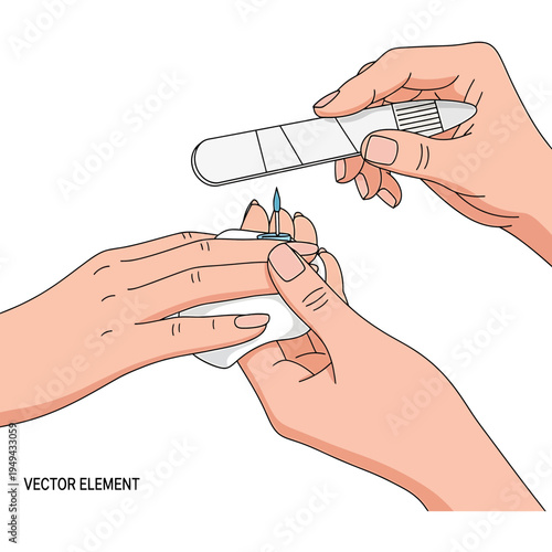 Close Up of Hands Filing Nails