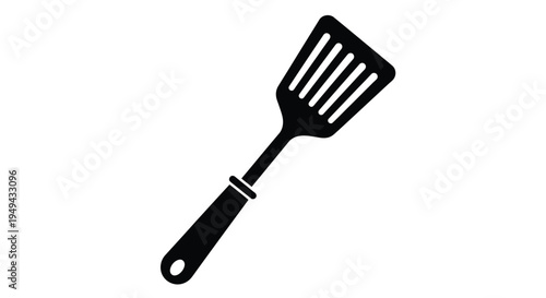 A black spatula on a white background kitchen utensil illustration