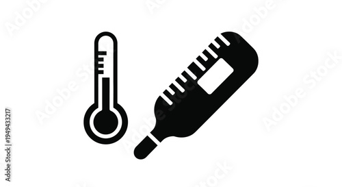 Two black thermometers displaying different temperature readings in a simple design