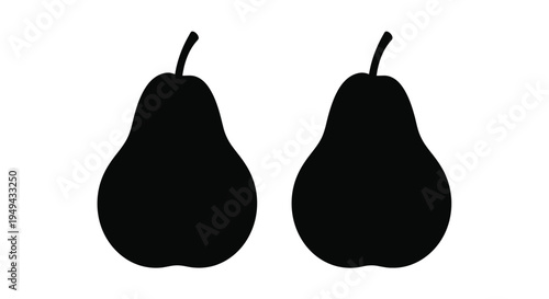 Simple illustration of two black pear silhouettes against a white background