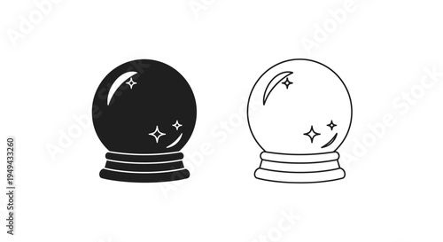 Two crystal balls one dark and one light with star details