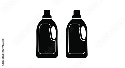 Two black silhouettes of plastic detergent bottles side by side