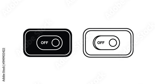 Two toggle switches one off one on in black and white