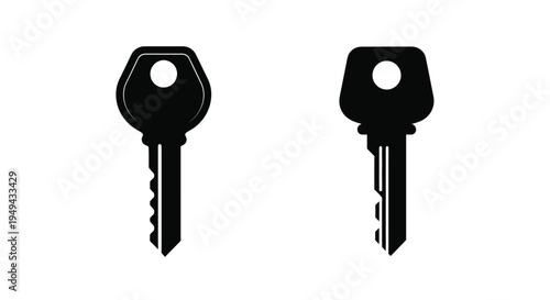 Two black keys displayed side by side on a white background