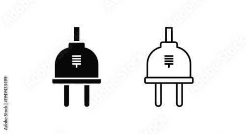 Two variations of a power plug icon one filled and one outlined