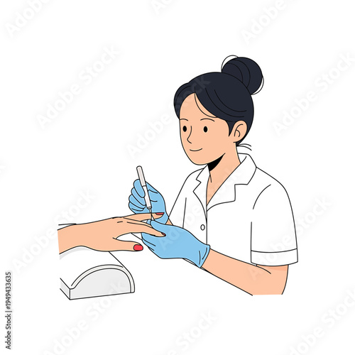 Manicurist Painting Nails in Salon