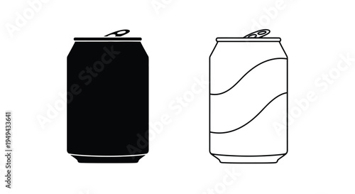 Two soda cans depicted in black fill and outline styles side by side