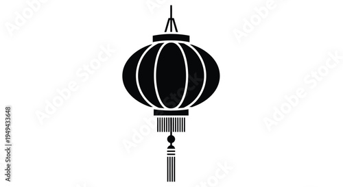 A simple black and white illustration of a traditional asian lantern