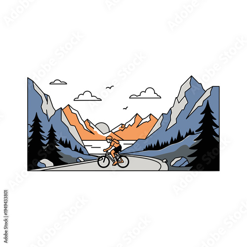 Mountain Biker on Scenic Road