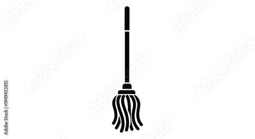 Simple black silhouette of a traditional household cleaning broom