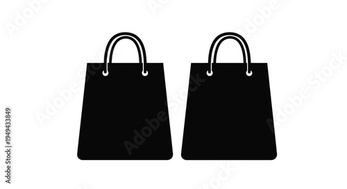 Two black shopping bags depicted as simple vector icons