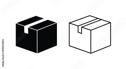 Two cardboard boxes in contrasting black and white side by side