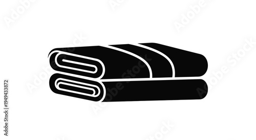 Folded towels stacked on top of each other simple black silhouette