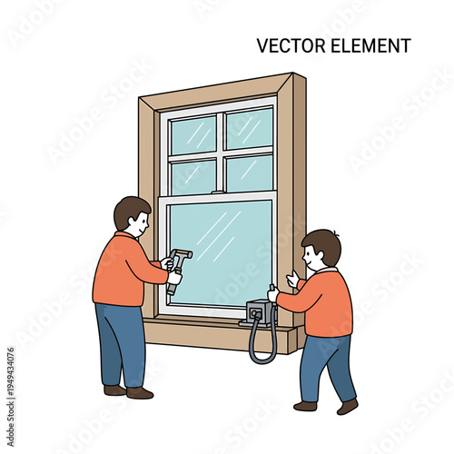 Window Repair With Two Workers Using Tools