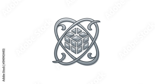 Abstract Cubic Structure with Orbital Swirls - Conceptual Design