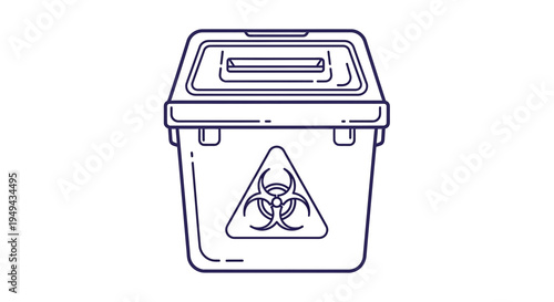 Biohazard Waste Bin Icon with Symbol, Medical Danger Container