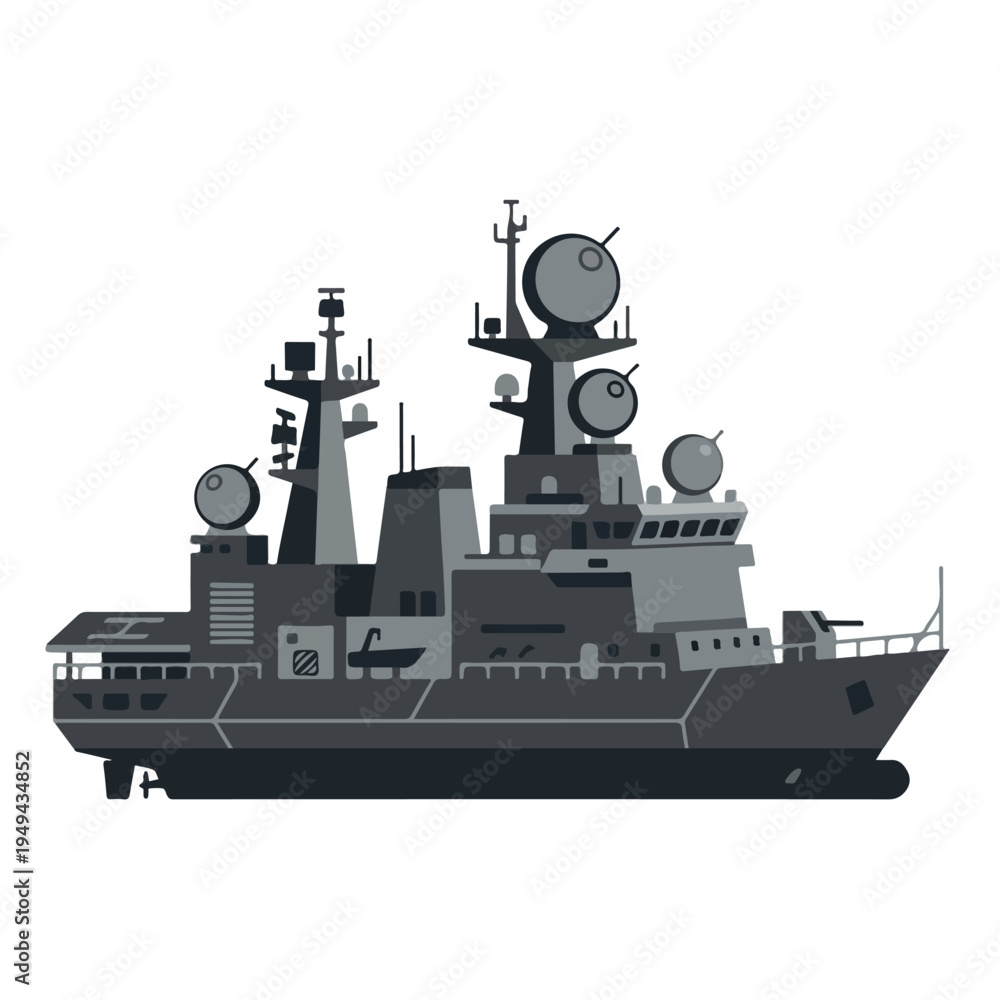 Obraz premium simple and minimalist warship flat vector 05