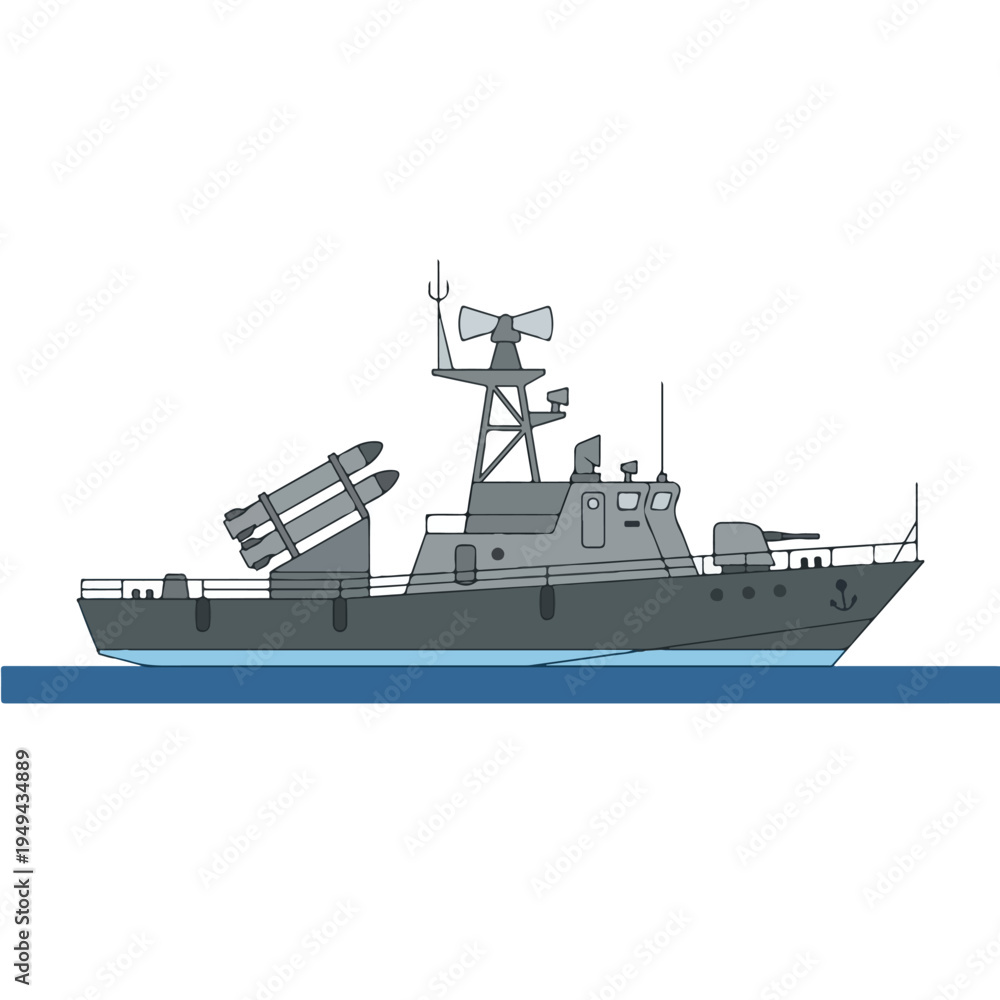 Obraz premium simple and minimalist warship flat vector 04