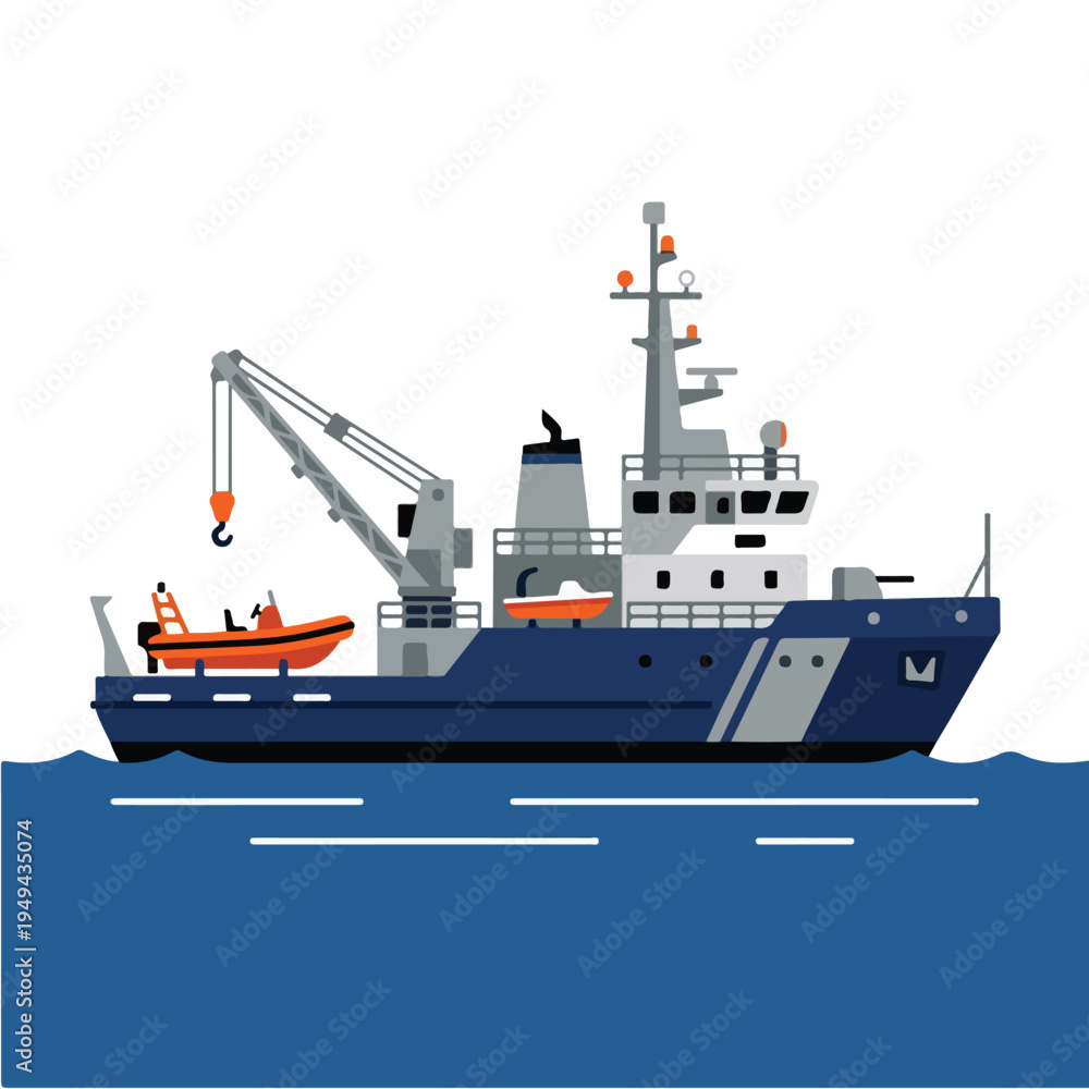 Fototapeta premium simple and minimalist warship flat vector 3