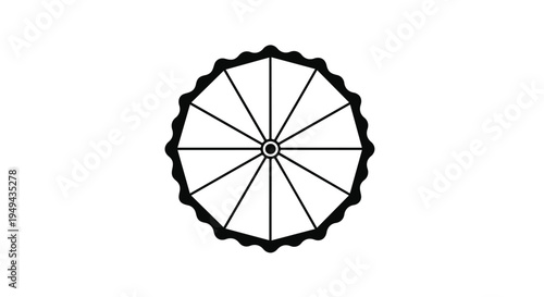 A black and white illustration of a parasol or umbrella with a decorative edge
