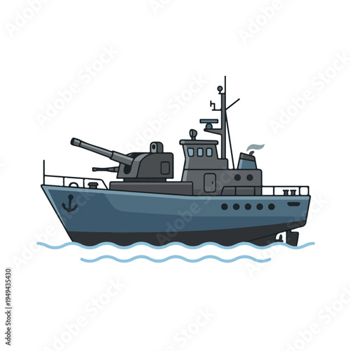 simple and minimalist warship flat vector 001