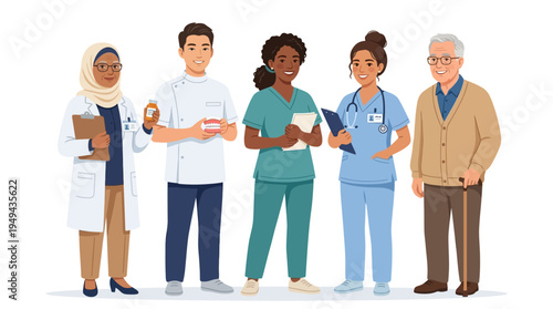 Diverse Medical Professionals Standing.