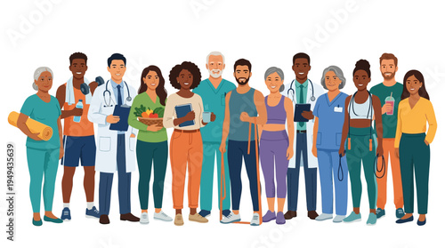 Diverse Medical Professionals Standing Together.