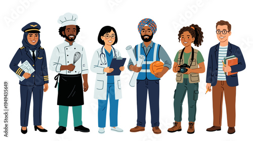 Diverse Professionals in Various Occupations.