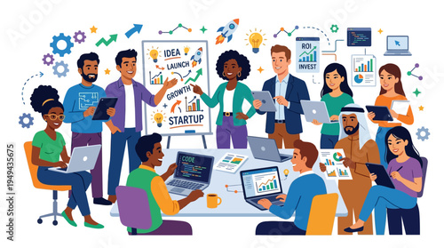 Diverse Team Brainstorming Session.