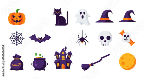 Halloween icons illustration set