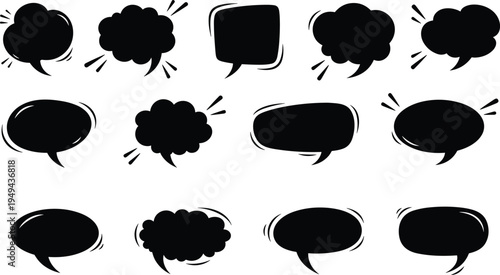Black and white comic book style speech bubbles cartoon dialogue bubbles