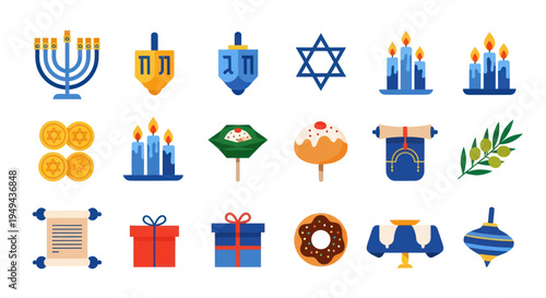 Holiday icons festive symbols and objects