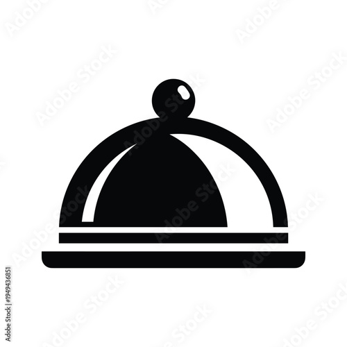 Restaurant Food Cloche Icon - Elegant Food Serving Dome Symbol for Catering, Fine Dining, and Meal Presentation Concepts