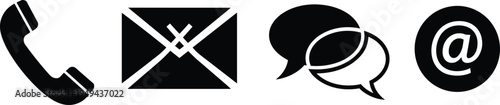 Black and white communication phone email speech bubble at symbol