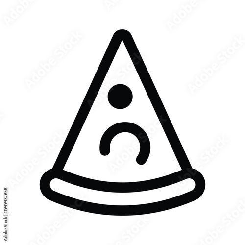 Sad Pizza Slice Icon Vector Art - Unhappy Food Symbol