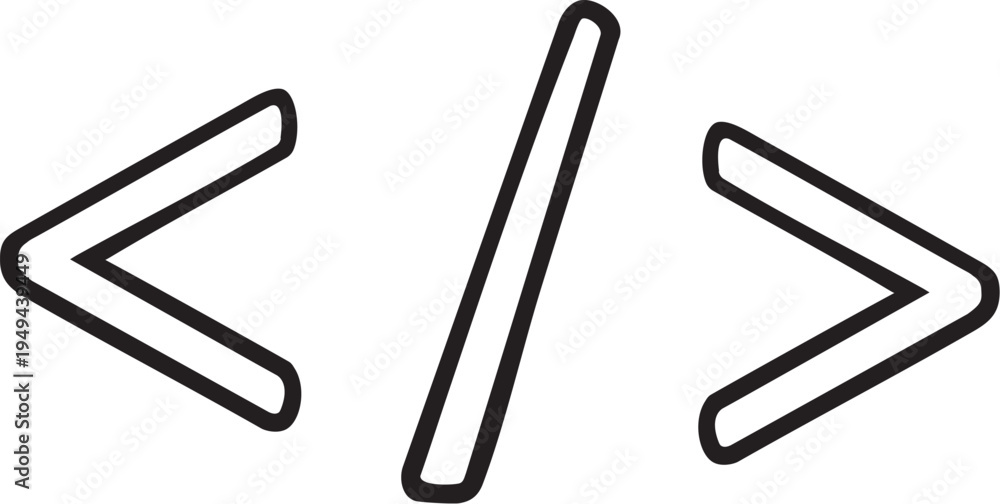 Obraz premium Code Brackets Icon Outline – Programming HTML Tag and Web Development Symbol