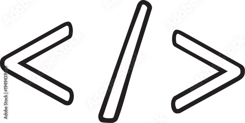 Code Brackets Icon Outline – Programming HTML Tag and Web Development Symbol