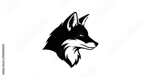 Black Fox Head Silhouette, Wild Animal Logo, Elegant Design