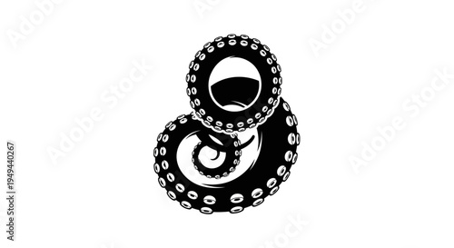 Black Octopus Tentacles Swirling Abstract Design