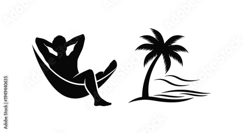 Relaxing in a hammock under a palm tree a tropical scene