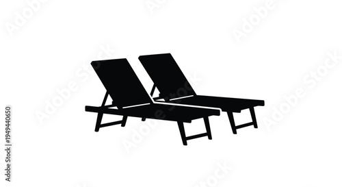 Two black lounge chairs are shown in a simple graphic style