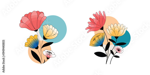 Set of elements for wall art minimal poster. Scandinavian style hand drawn wall art decor. Abstract line art design elements. Can be used for cover, print, poster, wall decoration. Vector illustration