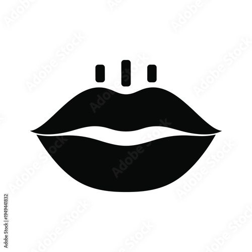 Black Silhouette of Lips with Piercings Icon
