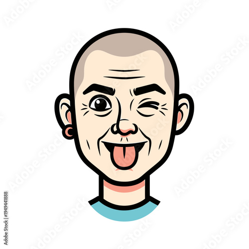 Winking Man with Tongue Sticking Out vector illustration