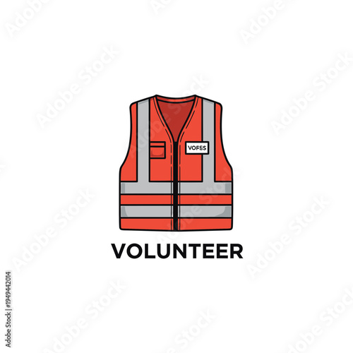 Volunteer Safety Vest Graphic on White vector illustration